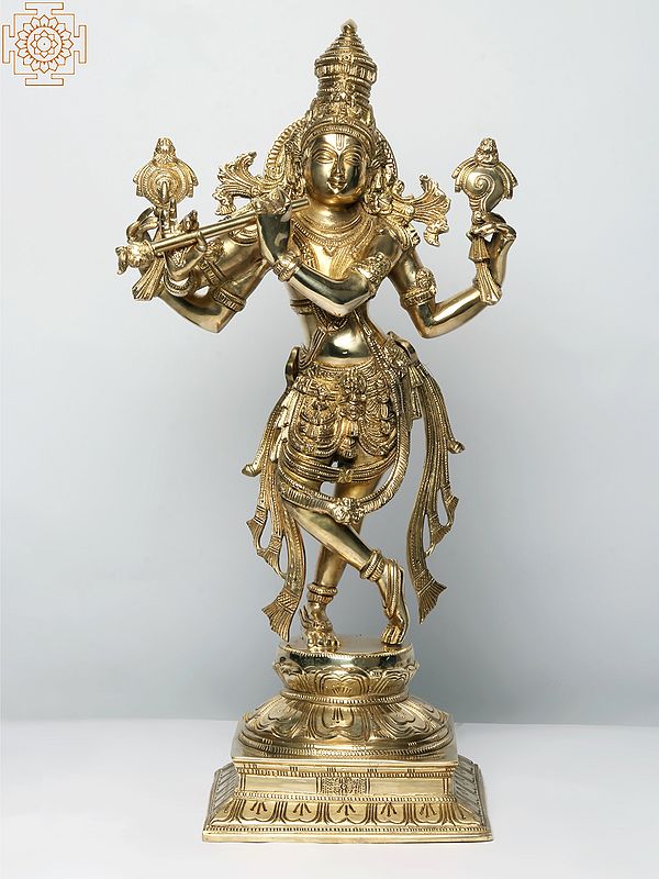 21'' Superfine Lord Krishna as Vishnu Avatar Statue In Brass