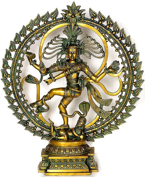 23" Nataraja Dancing against The Backdrop of OM In Brass | Handmade | Made In India