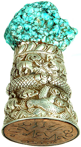 Om (AUM) Seal with Jataka and Rugged Turquoise