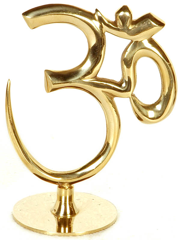 5" Om (AUM) with Stand In Brass | Handmade | Made In India