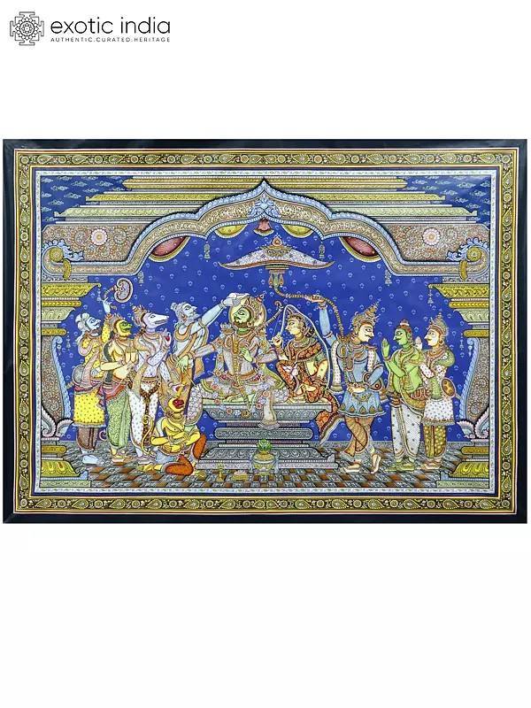 Coronation of Lord Rama | Super Fine Painting (Rajya Abhishekam) | Ascension of Lord Rama To The Throne Of Ayodhya