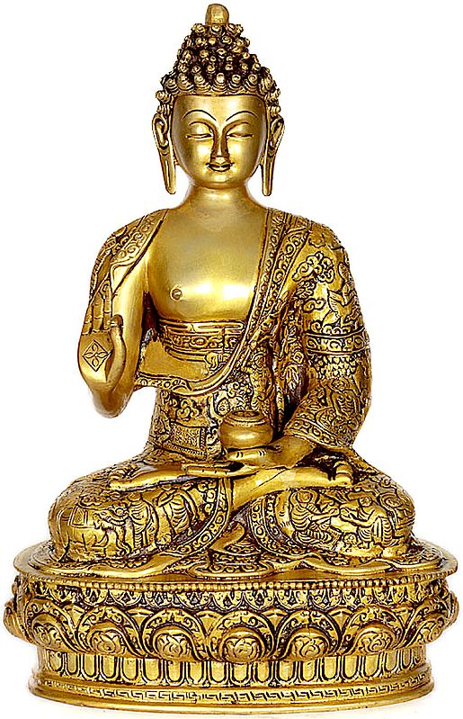 12" Lord Buddha in Brass | Handmade | Made In India