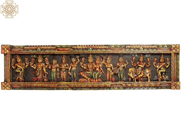 Lord Vishnu Lakshmi with Krishna, Brahma, Narada, Attendants and Doorkeepers