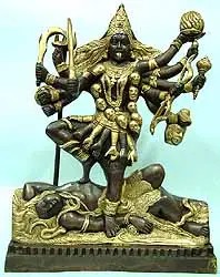 12" Mother Goddess Kali Brass Sculpture | Handmade | Made in India