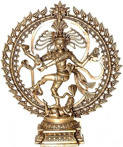 24" Nataraja Dancing Against The Backdrop of Om In Brass | Handmade | Made In India