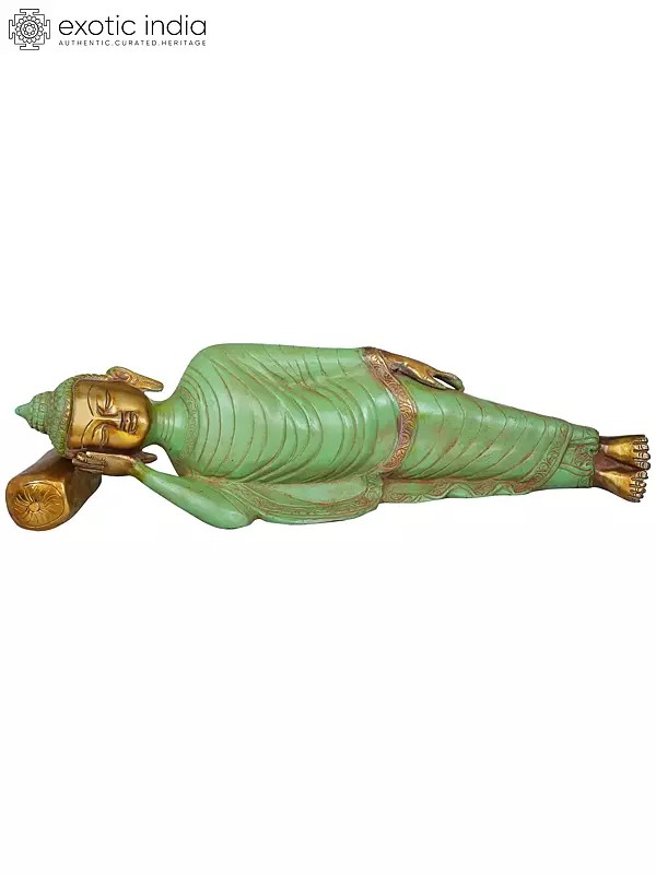 14" Relaxing Buddha Statue in Brass | Handmade | Made in India