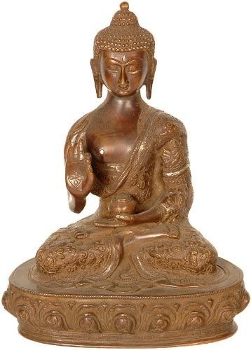 9" Blessings Introspective Buddha Statue with His Life Carved on His Robe