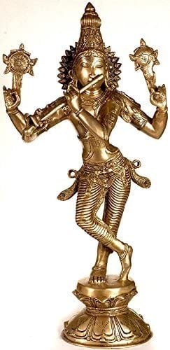 23" Shri Krishna as Vishnu (Narayana) In Brass | Handmade | Made In India