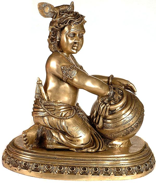 18" Butter Thief Kanha In Brass | Handmade | Made In India