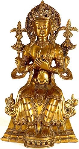 14" (Tibetan Buddhist Deity) Maitreya Buddha - The Future Savior of Civilization In Brass | Handmade | Made In India