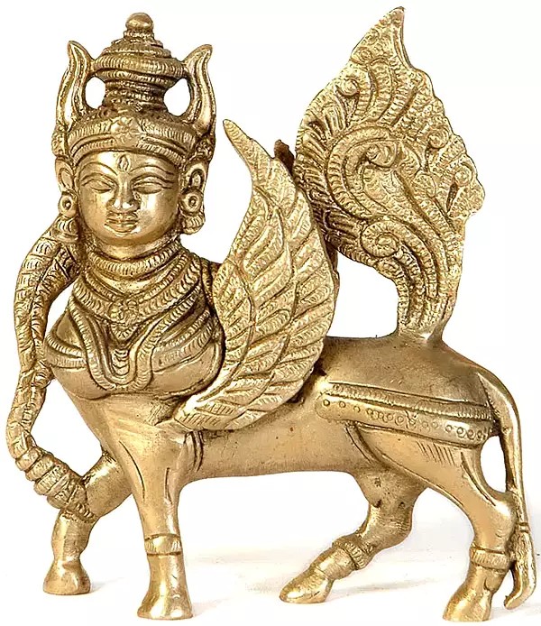 4" Kamadhenu Brass Statue - The Wish-Fulfilling Cow | Handmade | Made In India