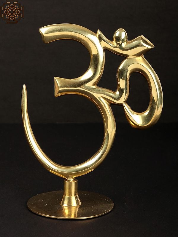 5" Om (AUM) with Stand In Brass | Handmade | Made In India