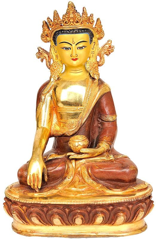 (Tibetan Buddhist Deity) Crowned Buddha in Earth -Touching Gesture
