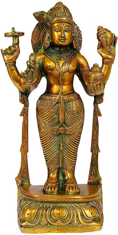 7" Lord Vishnu as Dhanvantari -  The Physician of the Gods In Brass | Handmade | Made In India