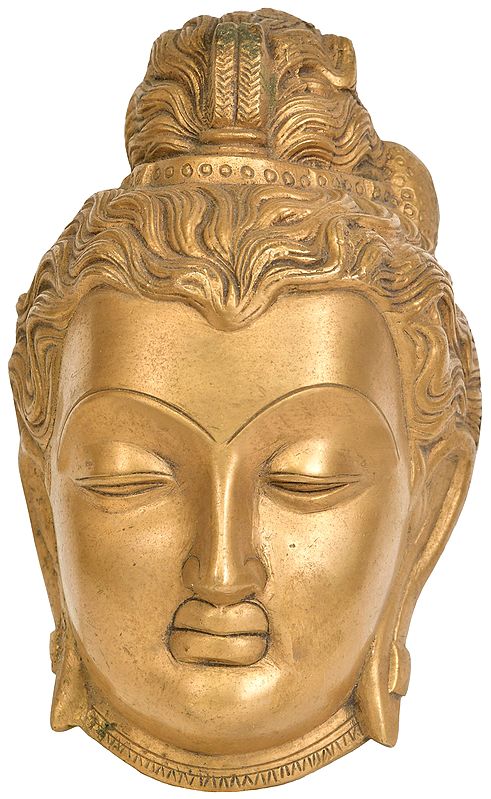 8" Gandhara Buddha Head (Wall Hanging) In Brass | Handmade | Made In India