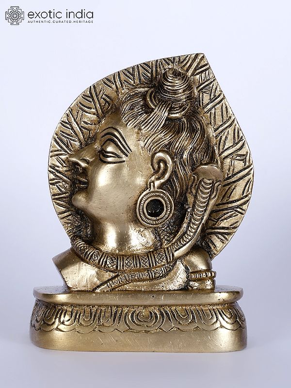 Lord Shiva Bust in The Backdrop of Pipal Leaf | Brass Statue