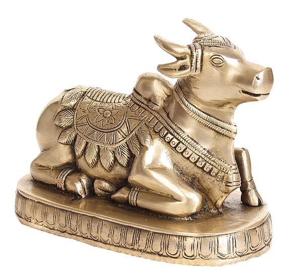 6" Nandi The Vehicle of Shiva In Brass | Handmade | Made In India