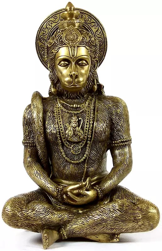 11" Lord Rama Lives in the Heart of Hanuman in Brass | Handmade