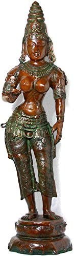44" Large Size Goddess Parvati Shivakamasundari Brass Statue