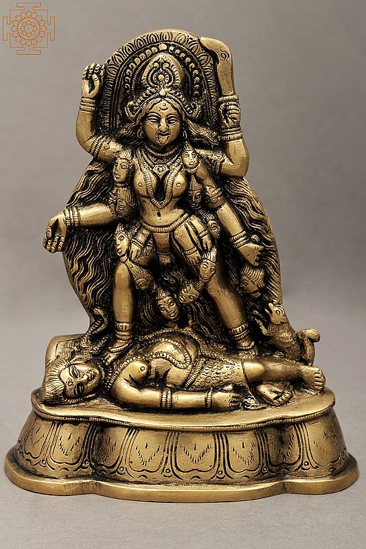 7" Mother Goddess Kali Statue In Brass | Handmade | Made In India