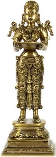 16" Deeplakshmi in Brass | Handmade | Made in India