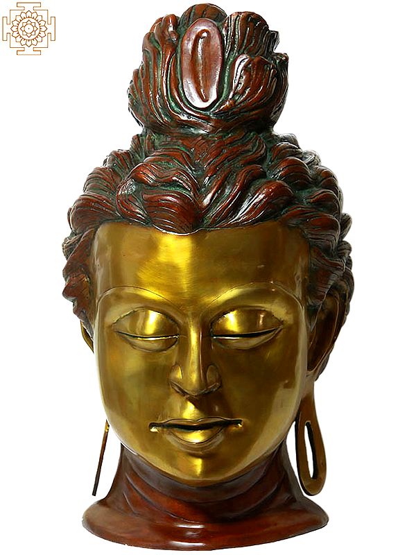 24" Large Size Buddha Head In Brass | Handmade | Made In India