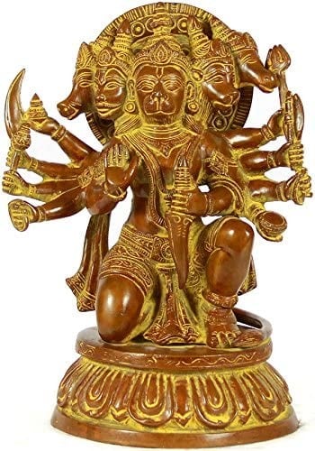 10" Pancha-Mukhi Hanuman (The Eleventh Rudra) In Brass | Handmade | Made In India