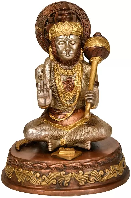 7" Bhakta Hanuman Brass Idol | Handmade Brass Statue