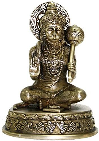 7" Bhakta Hanuman Brass Idol | Handmade Brass Statue