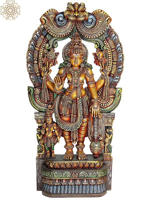 Lord Vishnu Blessing His Devotees with Goddess Lakshmi