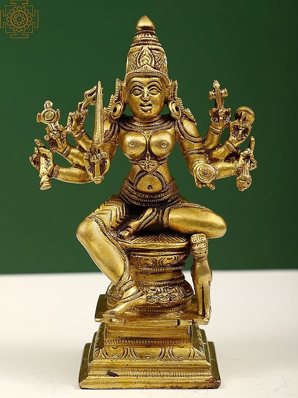 6" Small Ashtabhuja Devi Durga In Brass