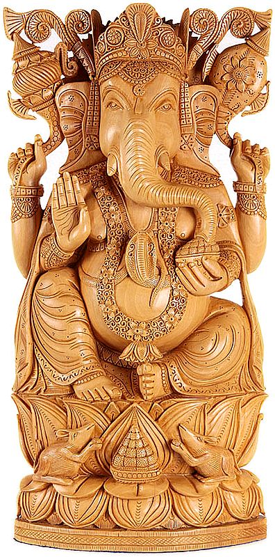 Superfinely Carved Kamalasana Ganesha