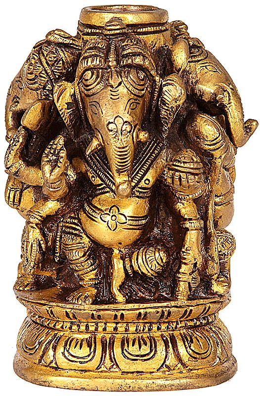 Four Dancing Ganesha Candle Stand