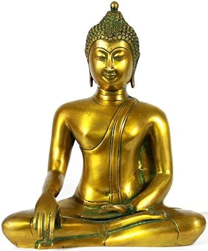 10" The Buddha Shakyamuni in Bhumisparsha Mudra In Brass | Handmade | Made In India