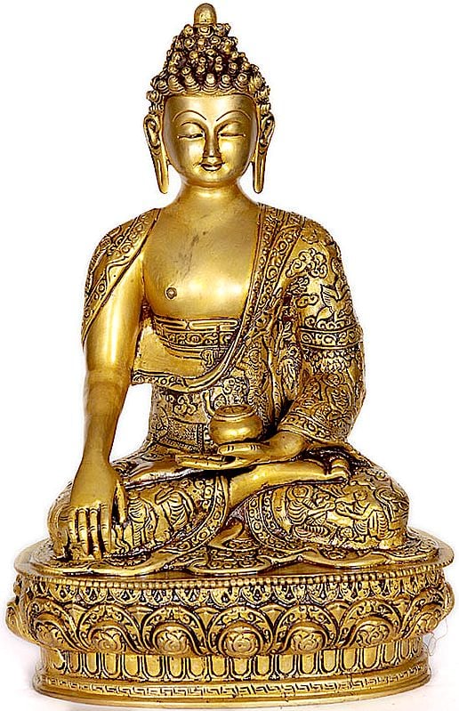 Lord Buddha in Bhumisparsha Mudra (Robes Engraved with Scenes from Life of Shakyamuni)
