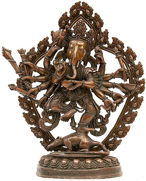 Twelve-armed Ganesha Engaged in Dance