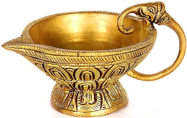 Wick Lamp with Elephant Head Handle (Price Per Pair)