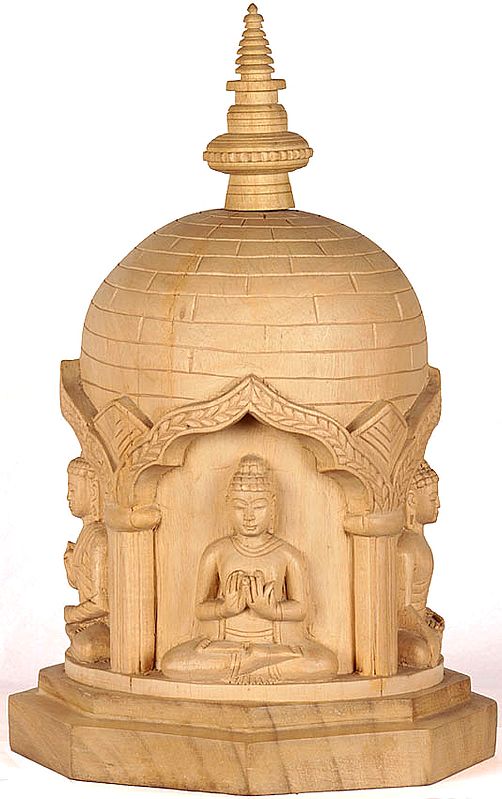 Carved Votive Stupa with Cosmic Buddhas