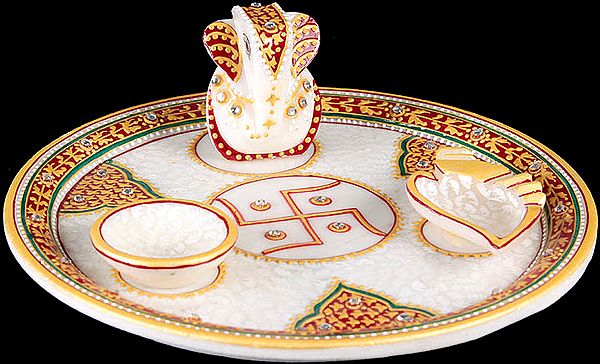 Marble Ganesha Ritual Plate