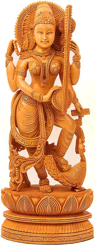 Goddess Saraswati Playing Veena