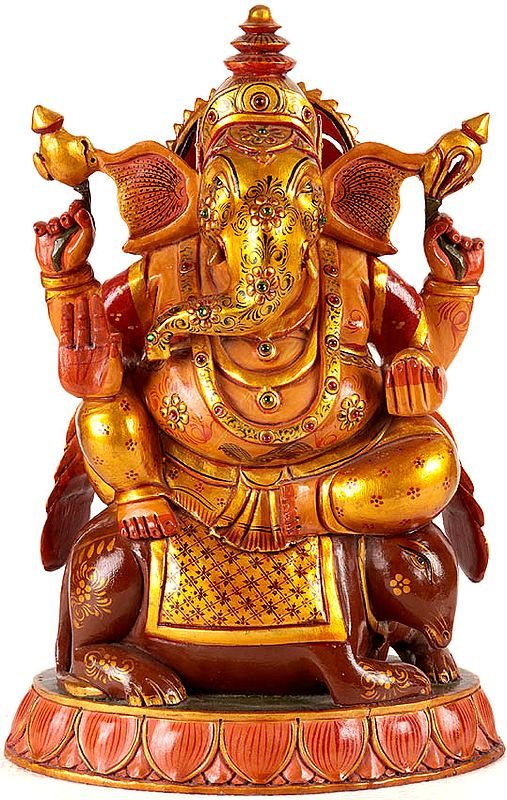 Shri Ganesha Seated on His Mount Rat