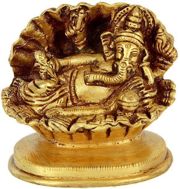 Lord Ganesha Relaxing in an Oyster (Small Sculpture)