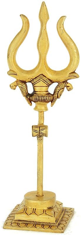 The Trident of Lord Shiva with Damaru and Parrot Pair