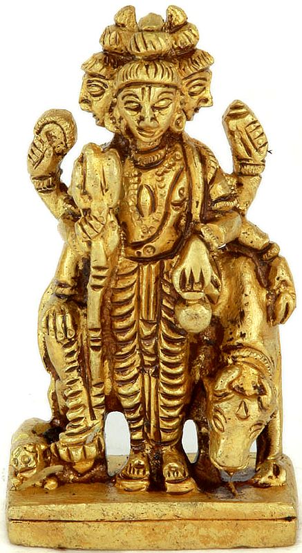 3" Lord Dattatreya (Small Sculpture) In Brass | Handmade | Made In India