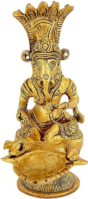 Lord Ganesha Hand-Held Puja Lamp