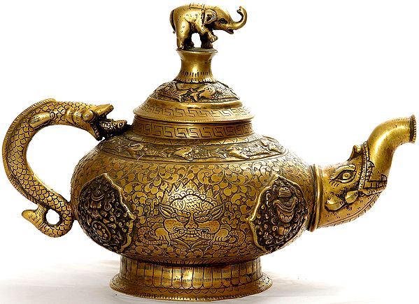 Ritual Kettle with Elephant and Auspicious Symbols