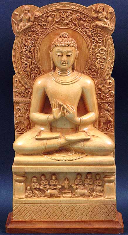 Sarnath Buddha Kaima Wood Sculpture