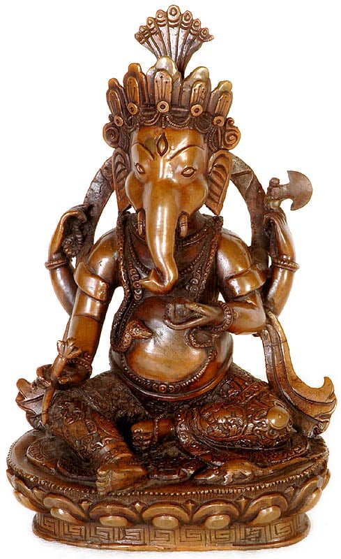 Seated Ganesha (Dhoti Engraved with Auspicious Symbols)