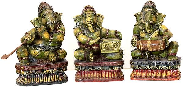 Set of Three Musical Ganesha