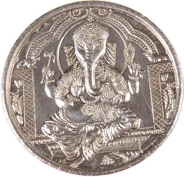 Shri Ganesha Silver Coin  with Om (AUM) on Rear